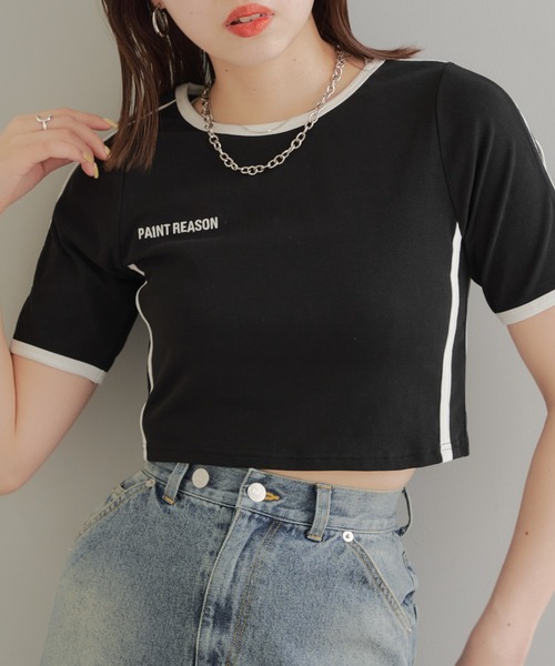 Chico(チコ)の「ライン配色胸刺繍T(Tシャツ/カットソー・レディース・ホワイト/ブルー/ブラック・FREE)」の3枚目の写真