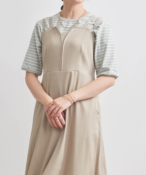 mil（ミル）の「【150㎝前後の小柄さんサイズ】タックキャミワンピース（ワンピース・レディース・グレイッシュベージュ/モカ/ブラック・S/M/XS）」の3枚目の写真
