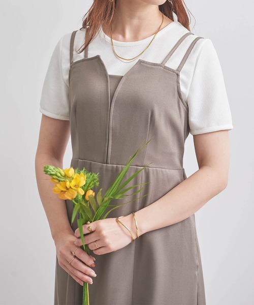 mil（ミル）の「【150㎝前後の小柄さんサイズ】タックキャミワンピース（ワンピース・レディース・グレイッシュベージュ/モカ/ブラック・S/M/XS）」の2枚目の写真