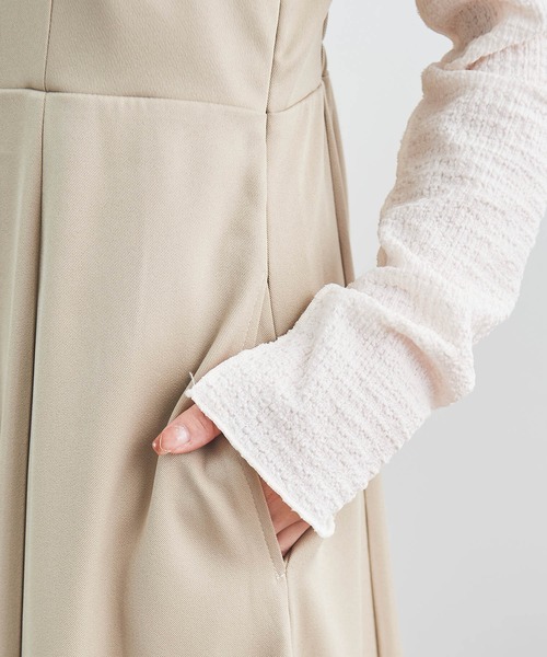 mil（ミル）の「【150㎝前後の小柄さんサイズ】タックキャミワンピース（ワンピース・レディース・グレイッシュベージュ/モカ/ブラック・S/M/XS）」の6枚目の写真