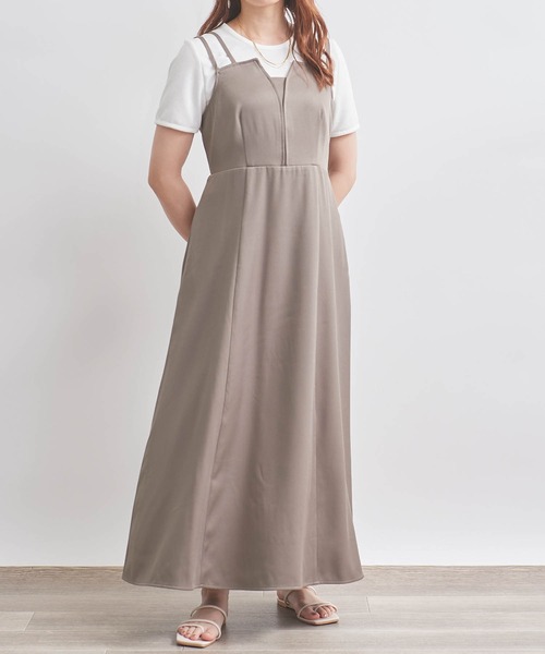 mil（ミル）の「【150㎝前後の小柄さんサイズ】タックキャミワンピース（ワンピース・レディース・グレイッシュベージュ/モカ/ブラック・S/M/XS）」の10枚目の写真