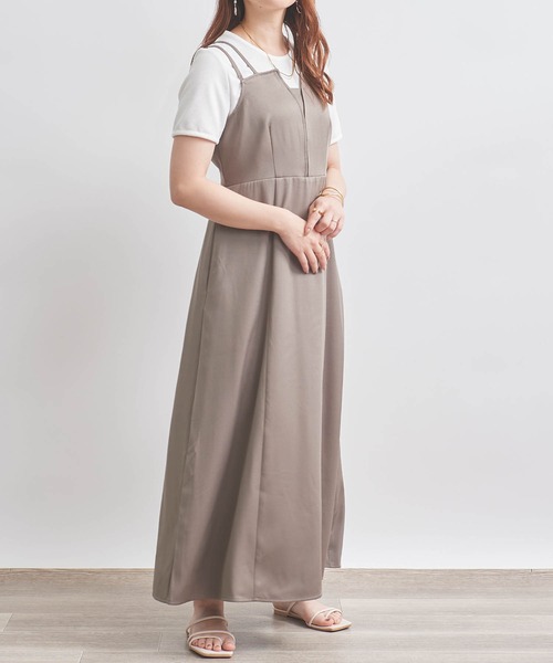 mil（ミル）の「【150㎝前後の小柄さんサイズ】タックキャミワンピース（ワンピース・レディース・グレイッシュベージュ/モカ/ブラック・S/M/XS）」の11枚目の写真