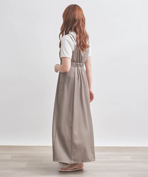 mil（ミル）の「【150㎝前後の小柄さんサイズ】タックキャミワンピース（ワンピース・レディース・グレイッシュベージュ/モカ/ブラック・S/M/XS）」の12枚目の写真