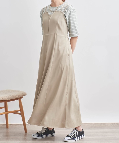 mil（ミル）の「【150㎝前後の小柄さんサイズ】タックキャミワンピース（ワンピース・レディース・グレイッシュベージュ/モカ/ブラック・S/M/XS）」の14枚目の写真