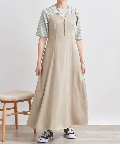 mil（ミル）の「【150㎝前後の小柄さんサイズ】タックキャミワンピース（ワンピース・レディース・グレイッシュベージュ/モカ/ブラック・S/M/XS）」の15枚目の写真