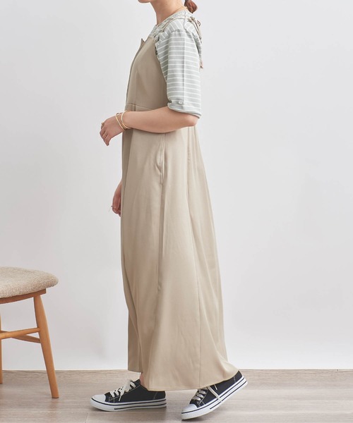 mil（ミル）の「【150㎝前後の小柄さんサイズ】タックキャミワンピース（ワンピース・レディース・グレイッシュベージュ/モカ/ブラック・S/M/XS）」の16枚目の写真