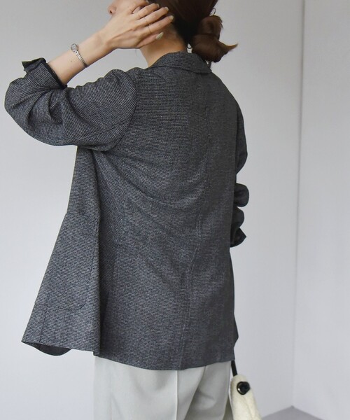 quaranciel:〈手洗い可サマー カラミ テーラード シングル ジャケット quaranciel:〈手洗い可サマー カラミ テーラード シングル ジャケット
