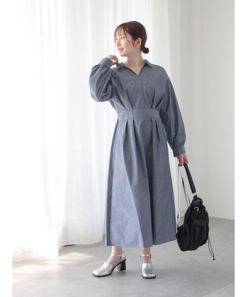 Te chichi TERRASSE（テチチテラス）の「スキッパーシャツワンピース（ワンピース・レディース・ブルー/グリーン/ネイビー・F）」の4枚目の写真