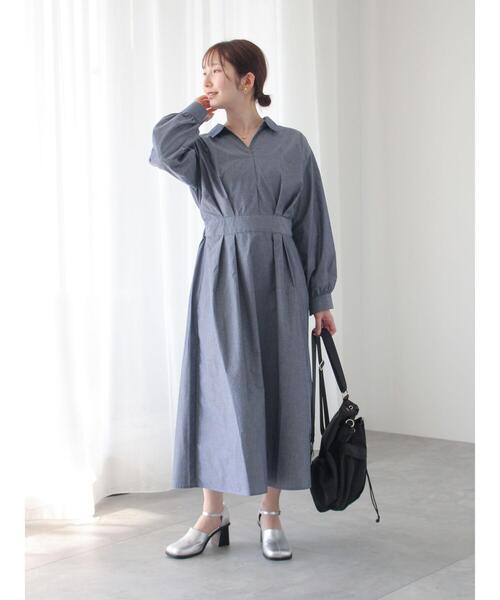 Te chichi TERRASSE（テチチテラス）の「スキッパーシャツワンピース（ワンピース・レディース・ブルー/グリーン/ネイビー・F）」の5枚目の写真
