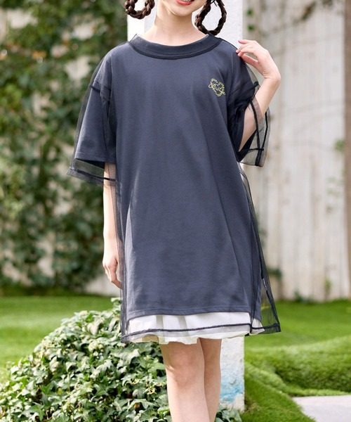 BISKEE(ビスキー)の「チュールTシャツ&ビッグTシャツセット(140㎝~160㎝)(Tシャツ/カットソー・キッズ・ブラック/サックスブルー/オフホワイト/ブラック系その他・140cm/150cm/160cm/130cm)」の5枚目の写真