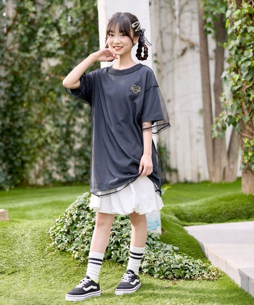 BISKEE(ビスキー)の「チュールTシャツ&ビッグTシャツセット(140㎝~160㎝)(Tシャツ/カットソー・キッズ・ブラック/サックスブルー/オフホワイト/ブラック系その他・140cm/150cm/160cm/130cm)」の22枚目の写真