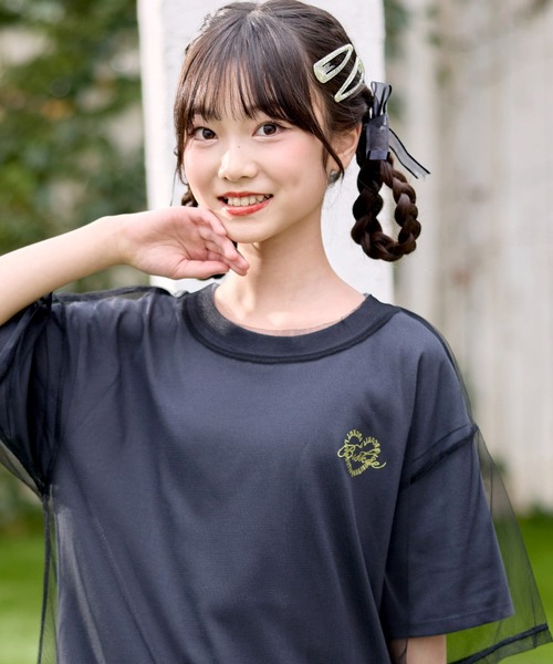 BISKEE(ビスキー)の「チュールTシャツ&ビッグTシャツセット(140㎝~160㎝)(Tシャツ/カットソー・キッズ・ブラック/サックスブルー/オフホワイト/ブラック系その他・140cm/150cm/160cm/130cm)」の18枚目の写真