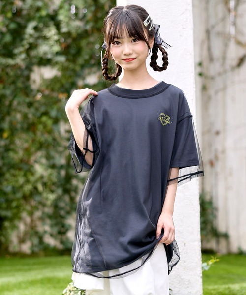 BISKEE(ビスキー)の「チュールTシャツ&ビッグTシャツセット(140㎝~160㎝)(Tシャツ/カットソー・キッズ・ブラック/サックスブルー/オフホワイト/ブラック系その他・140cm/150cm/160cm/130cm)」の6枚目の写真