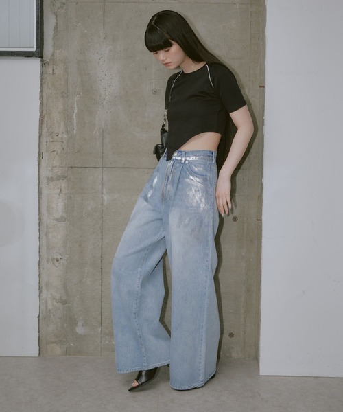 RAY CASSIN（レイカズン）の「【サイズ展開あり】箔プリントデニムパンツ（デニムパンツ・レディース・ブルー/グレー/ライトブルー・2/1/0）」の14枚目の写真