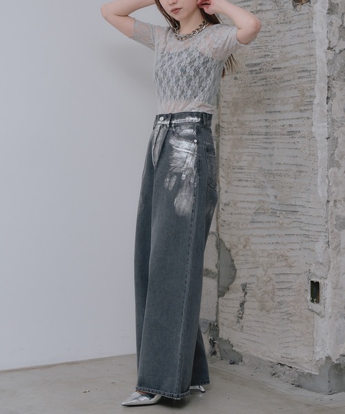 RAY CASSIN（レイカズン）の「【サイズ展開あり】箔プリントデニムパンツ（デニムパンツ・レディース・ブルー/グレー/ライトブルー・2/1/0）」の22枚目の写真