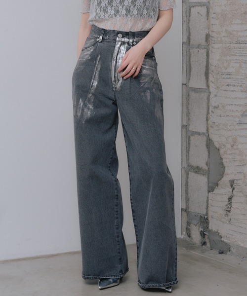 RAY CASSIN（レイカズン）の「【サイズ展開あり】箔プリントデニムパンツ（デニムパンツ・レディース・ブルー/グレー/ライトブルー・2/1/0）」の21枚目の写真