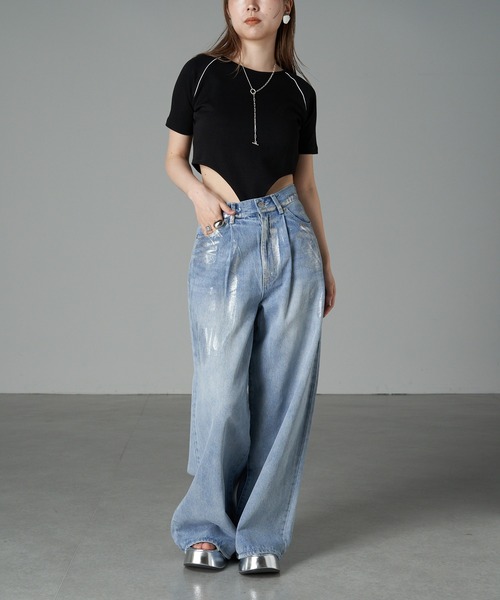 RAY CASSIN（レイカズン）の「【サイズ展開あり】箔プリントデニムパンツ（デニムパンツ・レディース・ブルー/グレー/ライトブルー・2/1/0）」の17枚目の写真