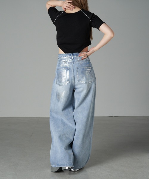 RAY CASSIN（レイカズン）の「【サイズ展開あり】箔プリントデニムパンツ（デニムパンツ・レディース・ブルー/グレー/ライトブルー・2/1/0）」の19枚目の写真