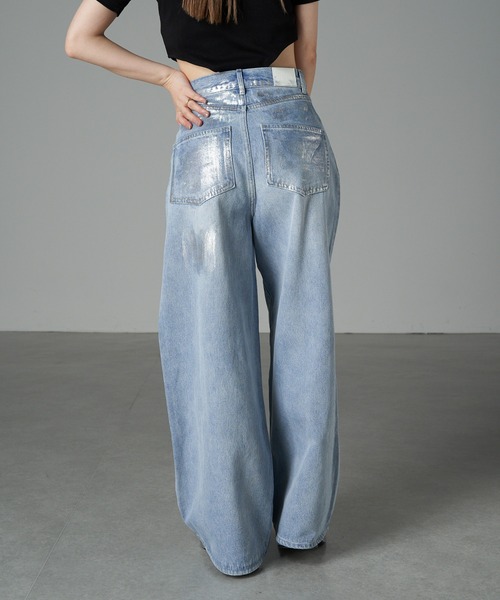 RAY CASSIN（レイカズン）の「【サイズ展開あり】箔プリントデニムパンツ（デニムパンツ・レディース・ブルー/グレー/ライトブルー・2/1/0）」の16枚目の写真