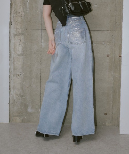 RAY CASSIN（レイカズン）の「【サイズ展開あり】箔プリントデニムパンツ（デニムパンツ・レディース・ブルー/グレー/ライトブルー・2/1/0）」の13枚目の写真