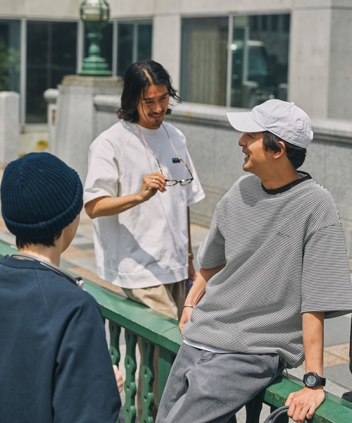 THE CRAFT CREW PRODUCTS（ザクラフトクループロダクツ）の「ドロスト ファンクショナルファブリック ビッグシルエット ボーダークルーネック半袖Tシャツ / 抗菌・防臭【THE CRAFT CREW PRODUCTS】（Tシャツ/カットソー・メンズ・ダークグリーン/ダークブラウン/ダークネイビー/ホワイト/グレイッシュベージュ/ブラック/チャコール・S/L/M）」の16枚目の写真