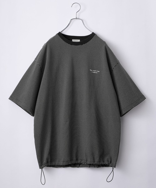 THE CRAFT CREW PRODUCTS（ザクラフトクループロダクツ）の「ドロスト ファンクショナルファブリック ビッグシルエット ボーダークルーネック半袖Tシャツ / 抗菌・防臭【THE CRAFT CREW PRODUCTS】（Tシャツ/カットソー・メンズ・ダークグリーン/ダークブラウン/ダークネイビー/ホワイト/グレイッシュベージュ/ブラック/チャコール・S/L/M）」の9枚目の写真