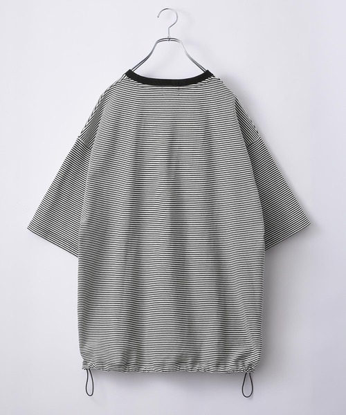 THE CRAFT CREW PRODUCTS（ザクラフトクループロダクツ）の「ドロスト ファンクショナルファブリック ビッグシルエット ボーダークルーネック半袖Tシャツ / 抗菌・防臭【THE CRAFT CREW PRODUCTS】（Tシャツ/カットソー・メンズ・ダークグリーン/ダークブラウン/ダークネイビー/ホワイト/グレイッシュベージュ/ブラック/チャコール・S/L/M）」の10枚目の写真