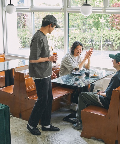 THE CRAFT CREW PRODUCTS（ザクラフトクループロダクツ）の「ドロスト ファンクショナルファブリック ビッグシルエット ボーダークルーネック半袖Tシャツ / 抗菌・防臭【THE CRAFT CREW PRODUCTS】（Tシャツ/カットソー・メンズ・ダークグリーン/ダークブラウン/ダークネイビー/ホワイト/グレイッシュベージュ/ブラック/チャコール・S/L/M）」の18枚目の写真