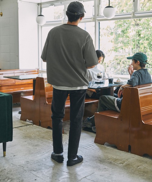 THE CRAFT CREW PRODUCTS（ザクラフトクループロダクツ）の「ドロスト ファンクショナルファブリック ビッグシルエット ボーダークルーネック半袖Tシャツ / 抗菌・防臭【THE CRAFT CREW PRODUCTS】（Tシャツ/カットソー・メンズ・ダークグリーン/ダークブラウン/ダークネイビー/ホワイト/グレイッシュベージュ/ブラック/チャコール・S/L/M）」の20枚目の写真