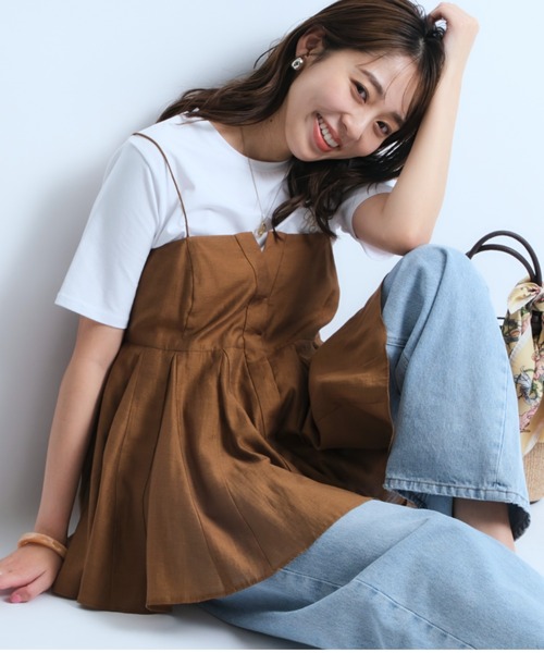 JUSGLITTY コットンリネンキャミ JUSGLITTY - 美品 JUSGLITTY キャミソールワンピース 44368000 サイズ0