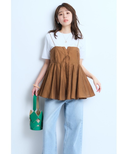 JUSGLITTY コットンリネンキャミ JUSGLITTY（ジャスグリッティー）の「リネン混フレアキャミ（シャツ