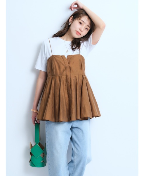 JUSGLITTY（ジャスグリッティー）の「リネン混フレアキャミ（シャツ
