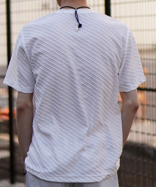 HIDEAWAYS NICOLE（ハイダウェイニコル）の「バイアスブリスタージャガードＶネック半袖プルオーバー（Tシャツ/カットソー・メンズ・ピンク/シルバーグレー/ブラック/オフホワイト・X-LARGE/LARGE/MEDIUM）」の20枚目の写真