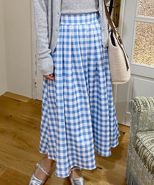 セール】青白チェック柄スカート（スカート）｜aimoha（アイモハ）の