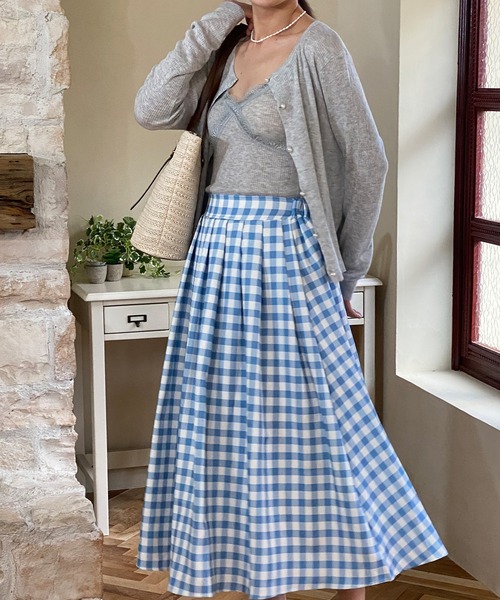 aimoha(アイモハ)の「青白チェック柄スカート(スカート・レディース・ブルー・LARGE/MEDIUM/SMALL)」の3枚目の写真