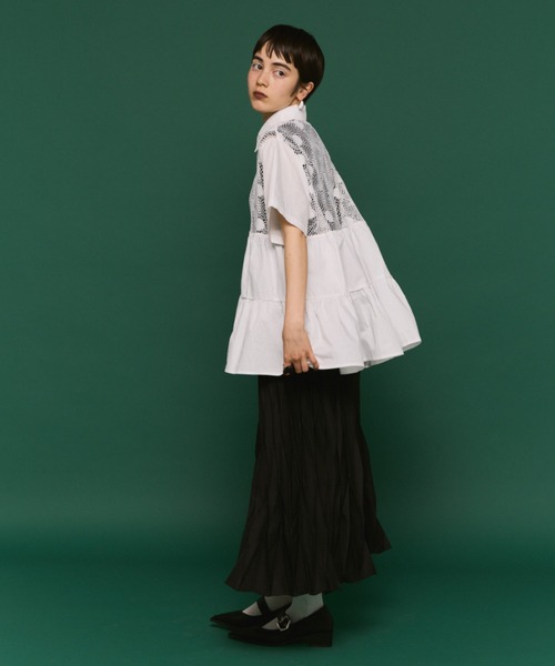 manana suerte（マニャーナスエルテ）の「DOTメッシュティアードブラウス（シャツ/ブラウス・レディース・ホワイト/ブラック・FREE）」の6枚目の写真