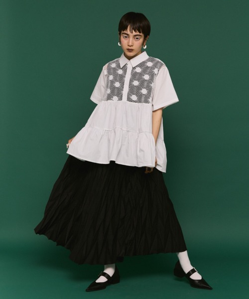 manana suerte（マニャーナスエルテ）の「DOTメッシュティアードブラウス（シャツ/ブラウス・レディース・ホワイト/ブラック・FREE）」の4枚目の写真