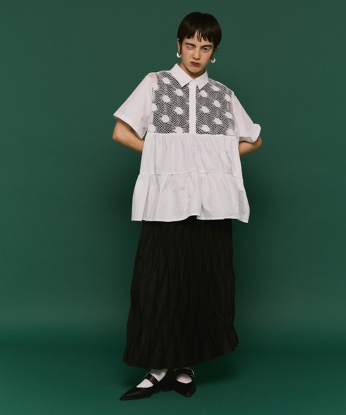 manana suerte（マニャーナスエルテ）の「DOTメッシュティアードブラウス（シャツ/ブラウス・レディース・ホワイト/ブラック・FREE）」の5枚目の写真