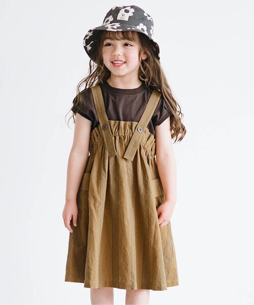 p.premier（ピードットプルミエ）の「先染めストライプワンピース&トップスセット（ワンピース・キッズ・ブラウン/レッド/グリーン・110/120/80/130/140/90/100）」の3枚目の写真