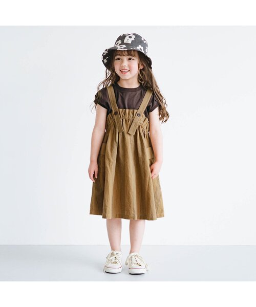 p.premier（ピードットプルミエ）の「先染めストライプワンピース&トップスセット（ワンピース・キッズ・ブラウン/レッド/グリーン・110/120/80/130/140/90/100）」の4枚目の写真