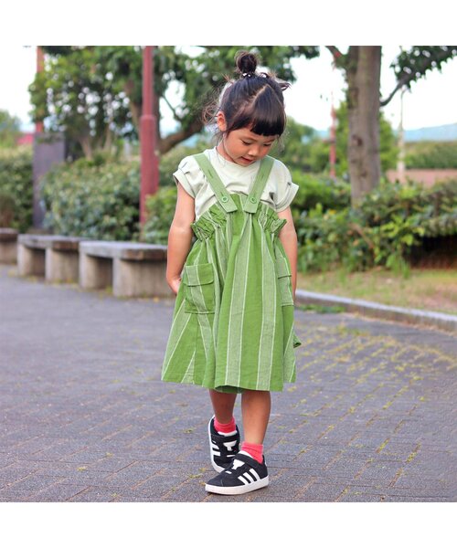 p.premier（ピードットプルミエ）の「先染めストライプワンピース&トップスセット（ワンピース・キッズ・ブラウン/レッド/グリーン・110/120/80/130/140/90/100）」の7枚目の写真