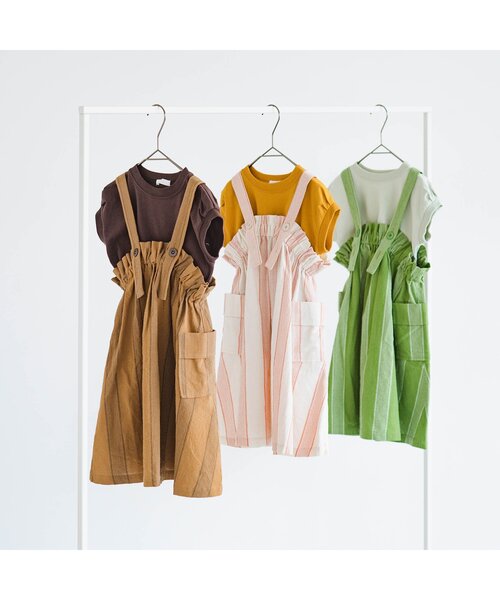 p.premier（ピードットプルミエ）の「先染めストライプワンピース&トップスセット（ワンピース・キッズ・ブラウン/レッド/グリーン・110/120/80/130/140/90/100）」の10枚目の写真