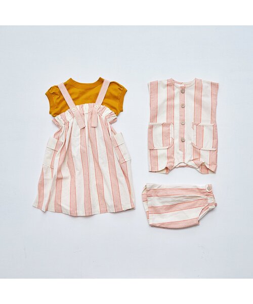 p.premier（ピードットプルミエ）の「先染めストライプワンピース&トップスセット（ワンピース・キッズ・ブラウン/レッド/グリーン・110/120/80/130/140/90/100）」の13枚目の写真