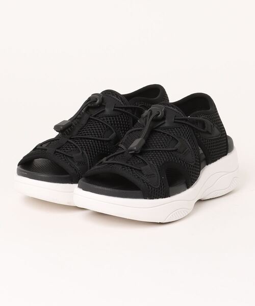 HEAL ME(ヒールミー)の「HEAL ME ヒールミー レディース ドローコード厚底スポーティーサンダル【軽量】 224305(サンダル・レディース・ブラック×ホワイト/ブラック×ブラック・M/L/LL/S)」の3枚目の写真