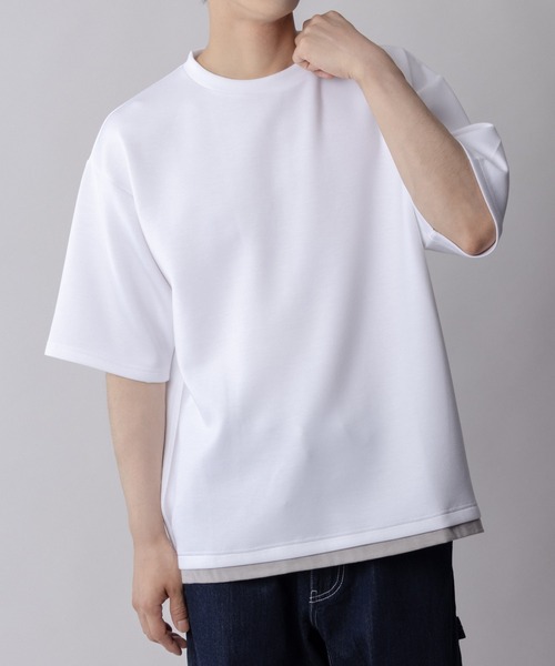 URBAN COLLECTION(アーバンコレクション)の「AIR SMOOSY ショートスリーブTee(Tシャツ/カットソー・メンズ・ブルー/グレイッシュベージュ/ホワイト/チャコールグレー・S/M/L/XL)」の2枚目の写真