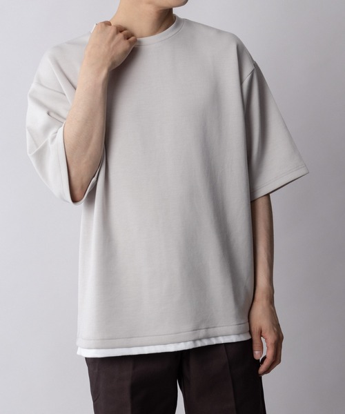URBAN COLLECTION(アーバンコレクション)の「AIR SMOOSY ショートスリーブTee(Tシャツ/カットソー・メンズ・ブルー/グレイッシュベージュ/ホワイト/チャコールグレー・S/M/L/XL)」の3枚目の写真