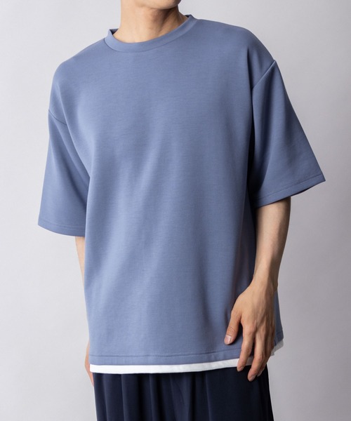 URBAN COLLECTION(アーバンコレクション)の「AIR SMOOSY ショートスリーブTee(Tシャツ/カットソー・メンズ・ブルー/グレイッシュベージュ/ホワイト/チャコールグレー・S/M/L/XL)」の4枚目の写真
