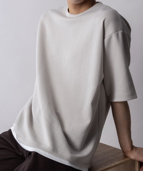 URBAN COLLECTION(アーバンコレクション)の「AIR SMOOSY ショートスリーブTee(Tシャツ/カットソー・メンズ・ブルー/グレイッシュベージュ/ホワイト/チャコールグレー・S/M/L/XL)」の16枚目の写真