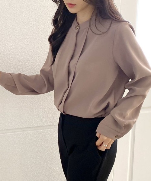 セール】ハイネックオフィスブラウス レディース 長袖（シャツ
