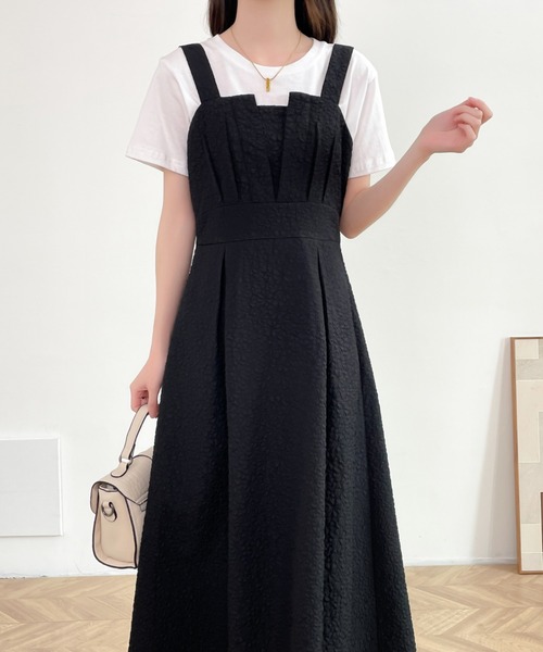 ABITOKYO(アビトーキョー)の「ふくれジャガードハイウエストAラインキャミワンピース(ワンピース・レディース・ホワイト/ブラック/モカ/ライトイエロー・S/M/L)」の15枚目の写真